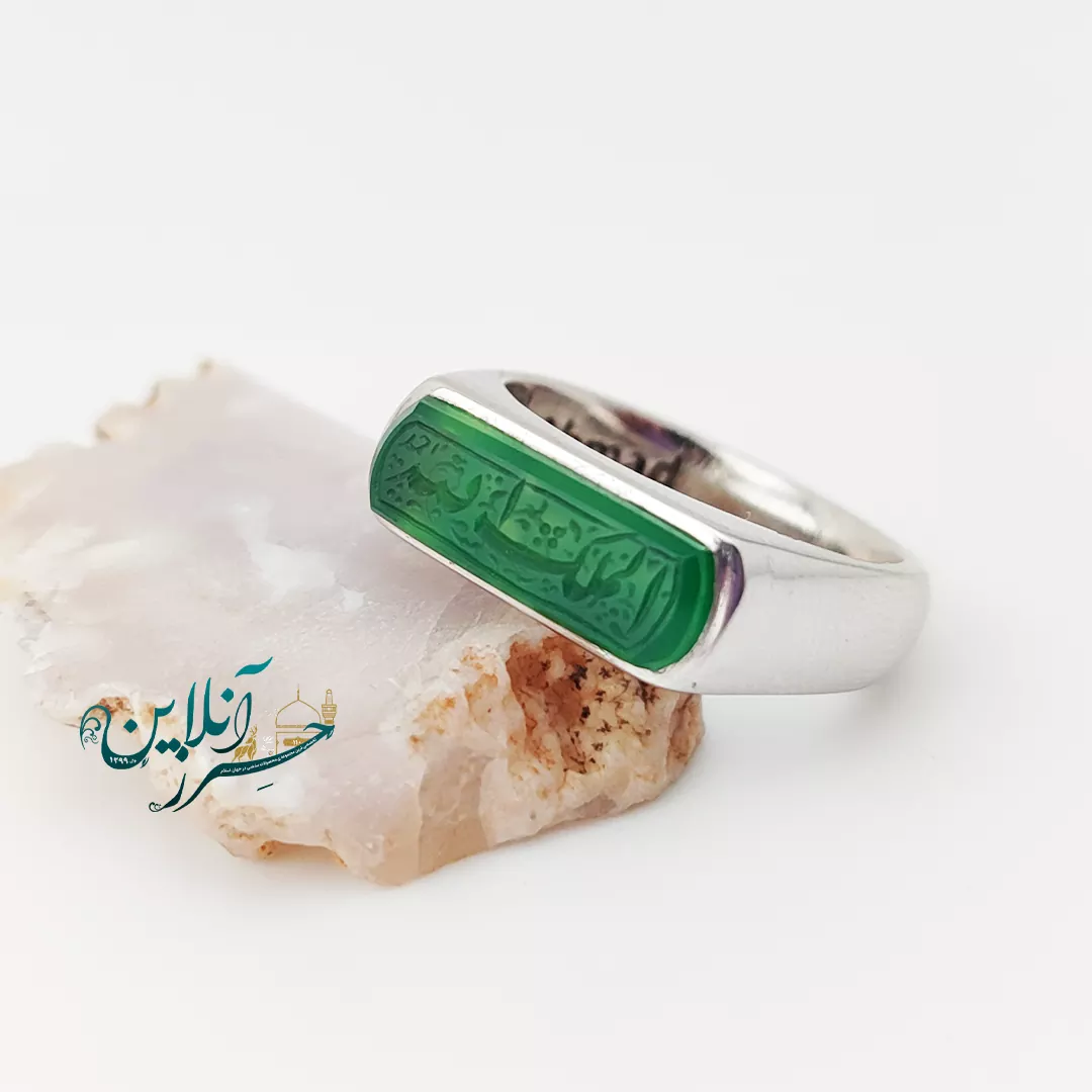 انگشتر عقیق سبز نقره دستساز مردانه a1004